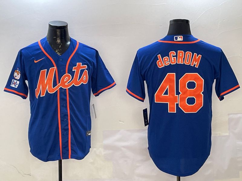 Men New York Mets 48 Degrom Blue Game 2025 Nike MLB Jersey style 1